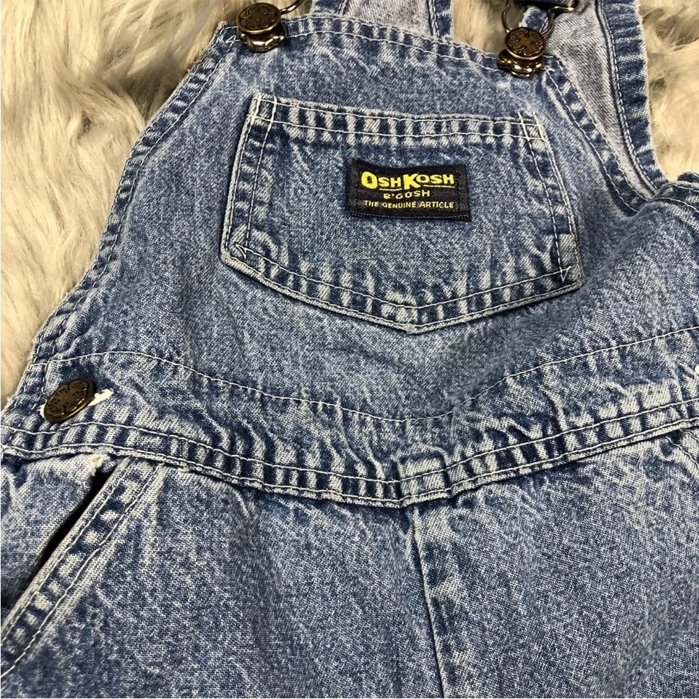 Vintage Oshkosh Bgosh Toddler Made USA Denim Distressed Worn Overalls